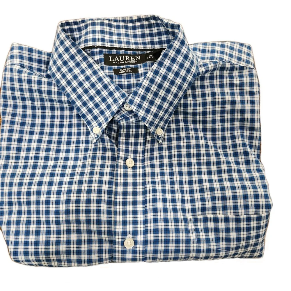 Lauren Ralph Lauren Shirt Black Label Mens 18/34-35 Button Up Slim Fit Non Iron - Picture 3 of 10